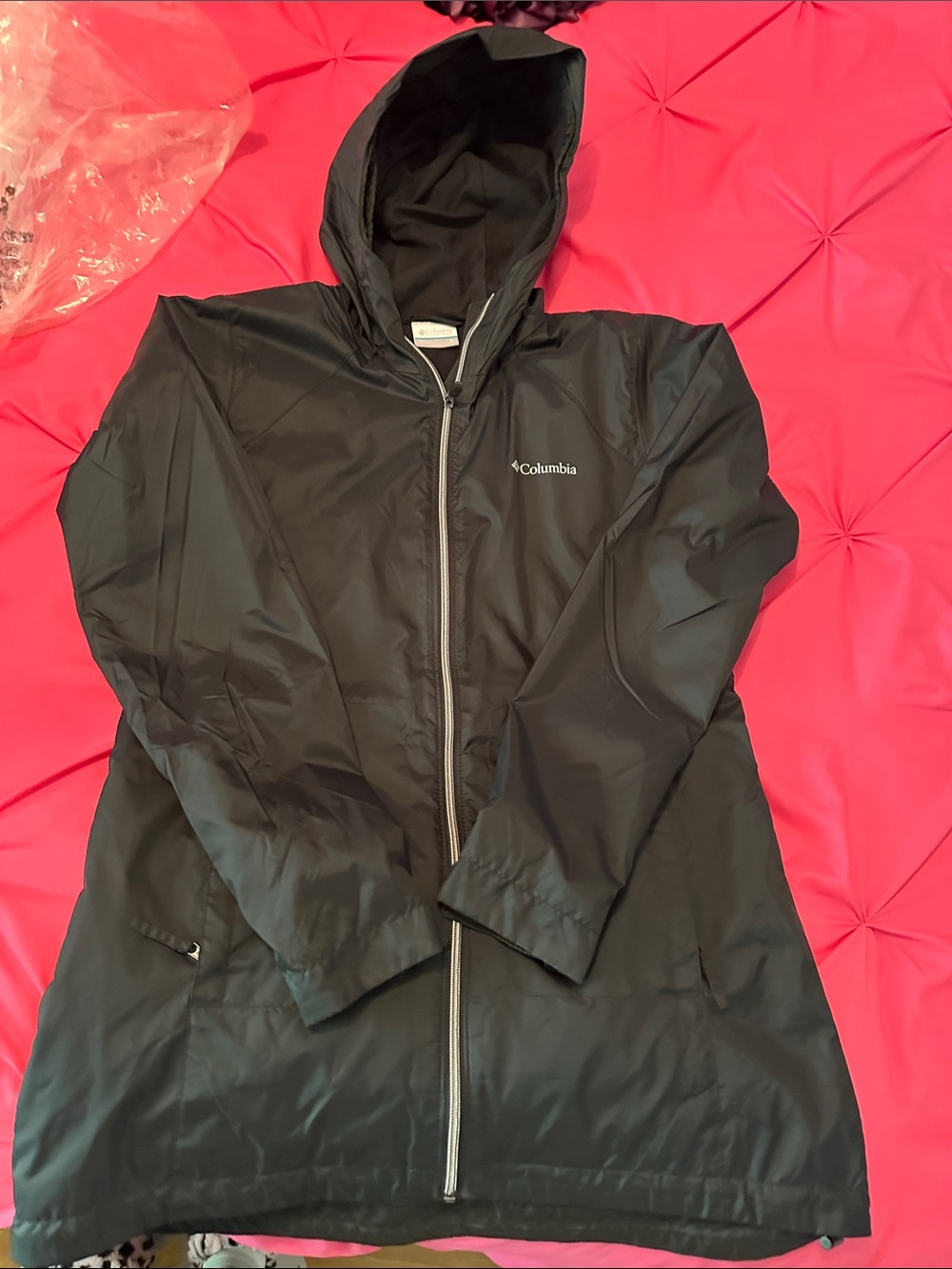 Columbia Black Hooded Lightweight Shell Jacket SIZE M